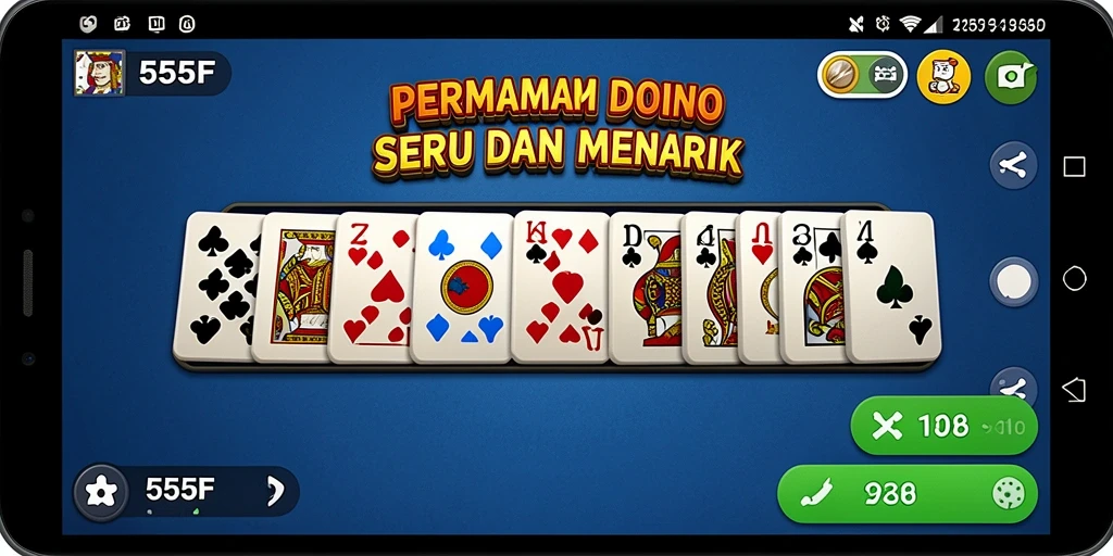 Tampilan screenshot gameplay seru di 555F, menunjukkan aksi domino.