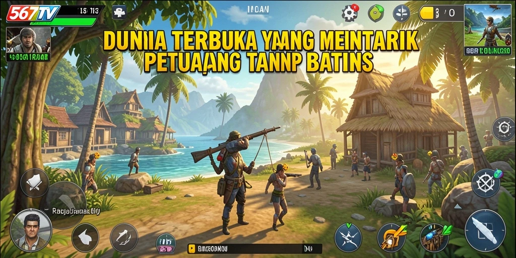 Tangkapan layar gameplay 567TV yang menunjukkan eksplorasi dunia terbuka.