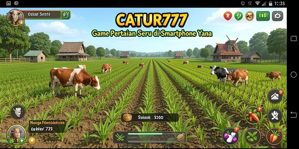 Tampilan gameplay seru dalam CATUR777 dengan aktivitas bertani.