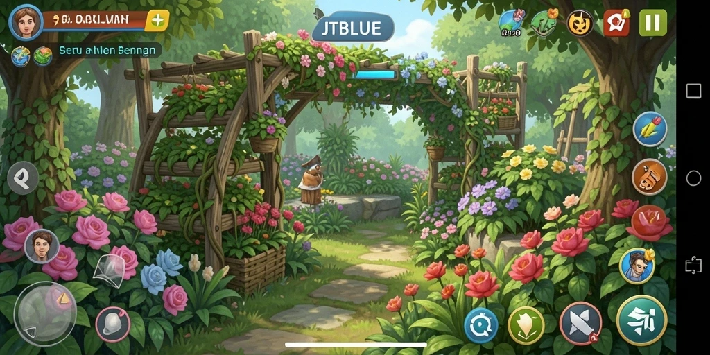 Tampak gameplay JTBLUE yang menarik dengan berbagai aktivitas Farming.