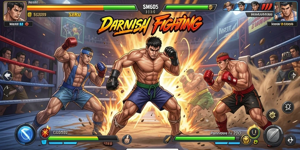 Gameplay seru SM605 dengan pertarungan intens dan karakter unik.