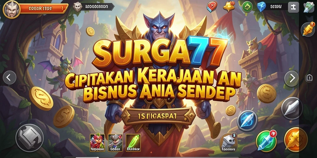 Screenshot gameplay SURGA77 menampilkan suasana bisnis yang dinamis.